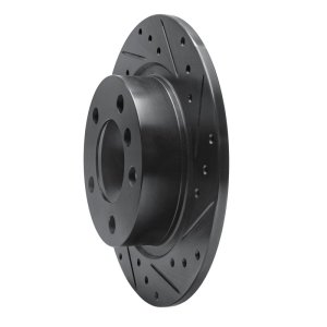 Mini Cooper Countryman Brake Rotor (1) - Rear Right - R1 Concepts - Drilled & Slotted - Black - `11-`16